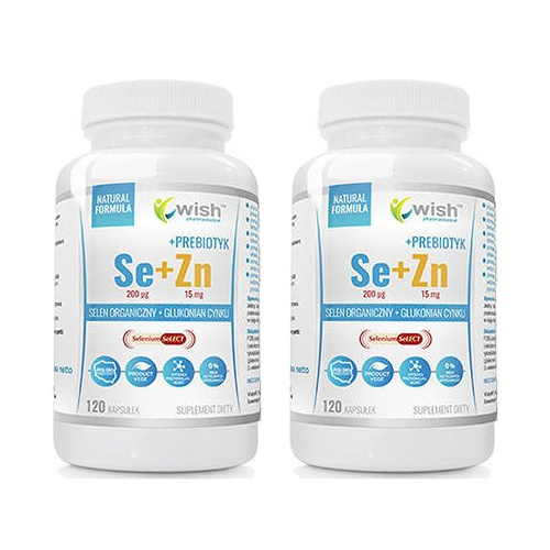 WISH Pharmaceutical Selen + Cynk + Prebiotyk - 2x 120caps