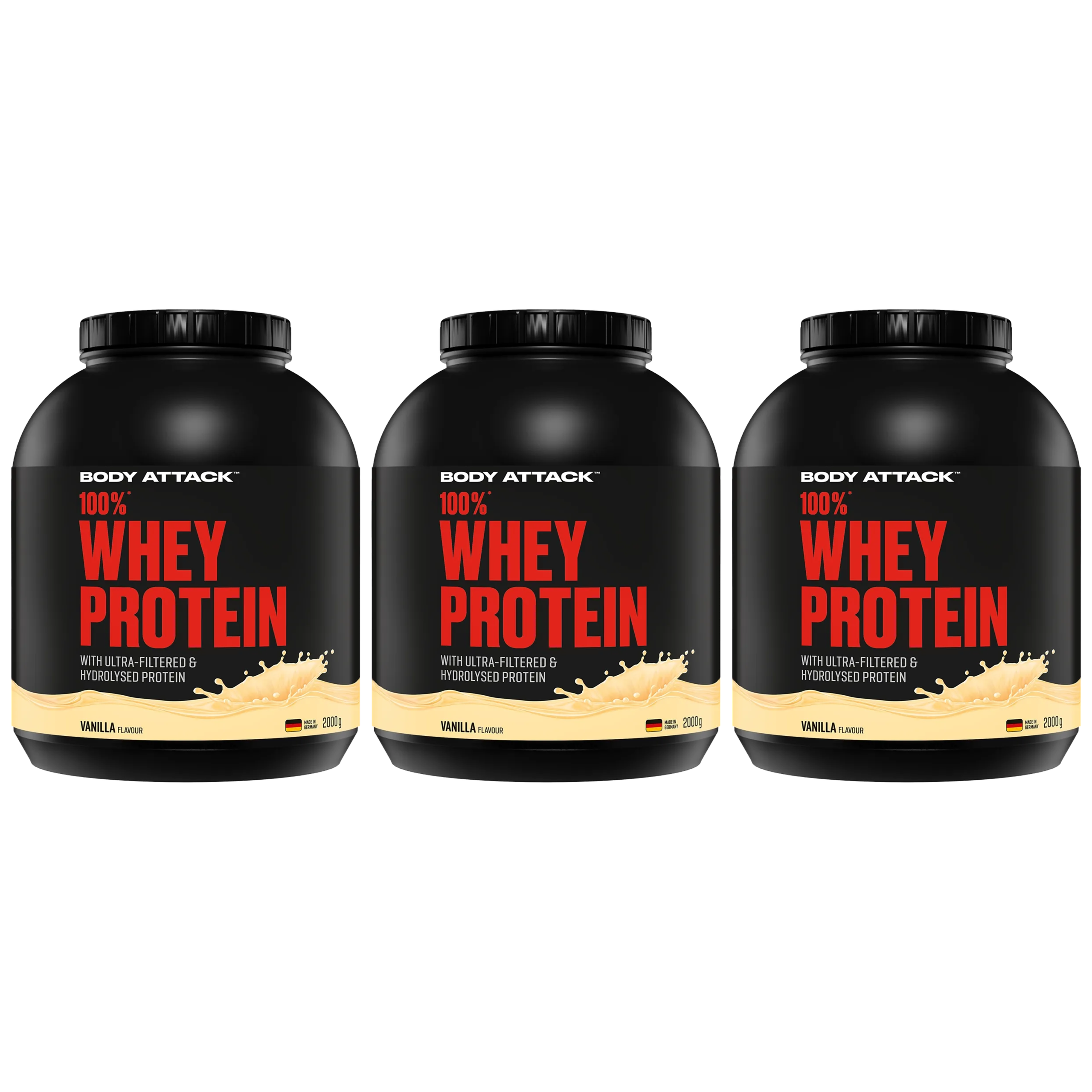 BODY ATTACK - 100% Whey Protein - 3x 2000g