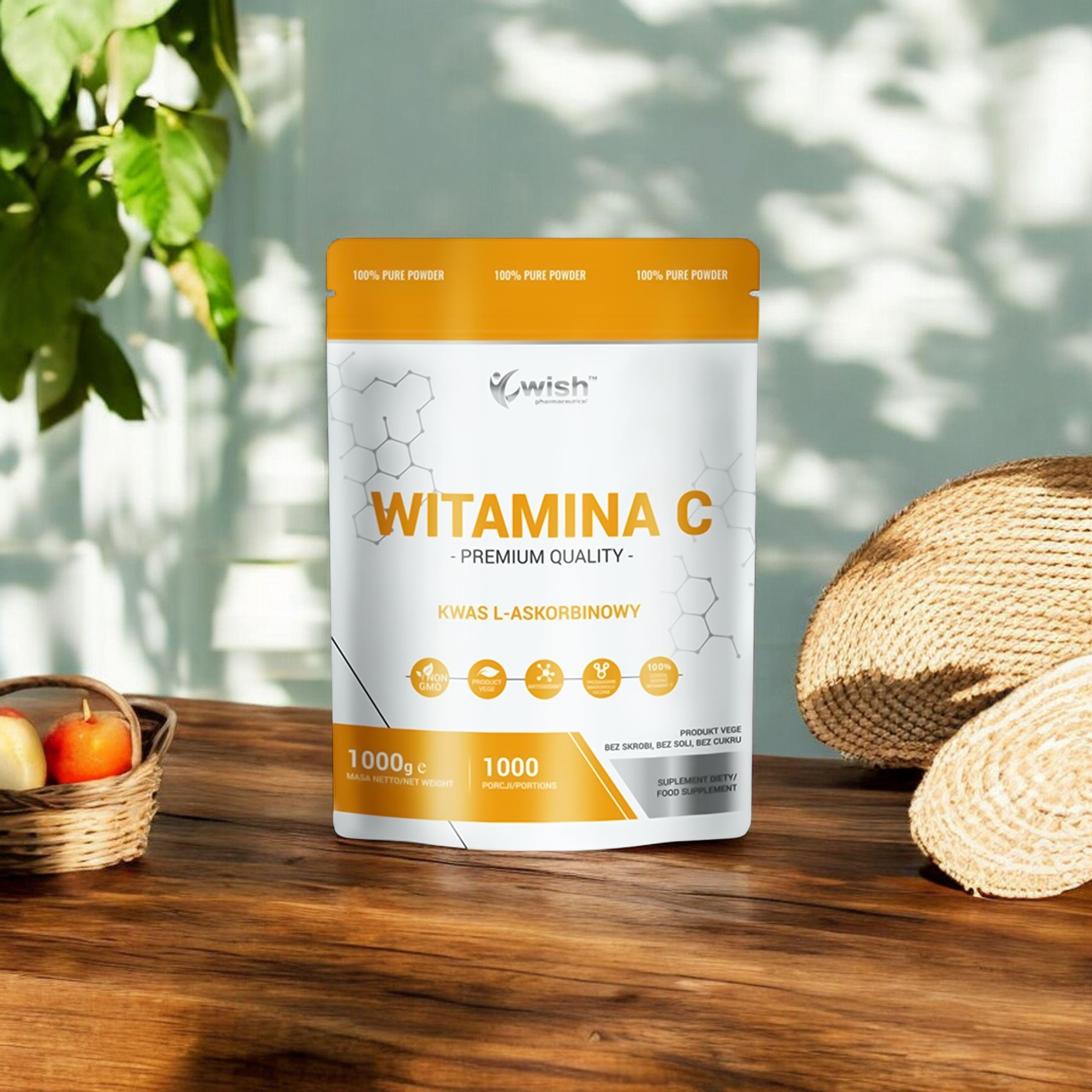 WISH Pharmaceutical Vitamin C 1000mg (Kwas L-Askorbinowy) - 3x 1000g