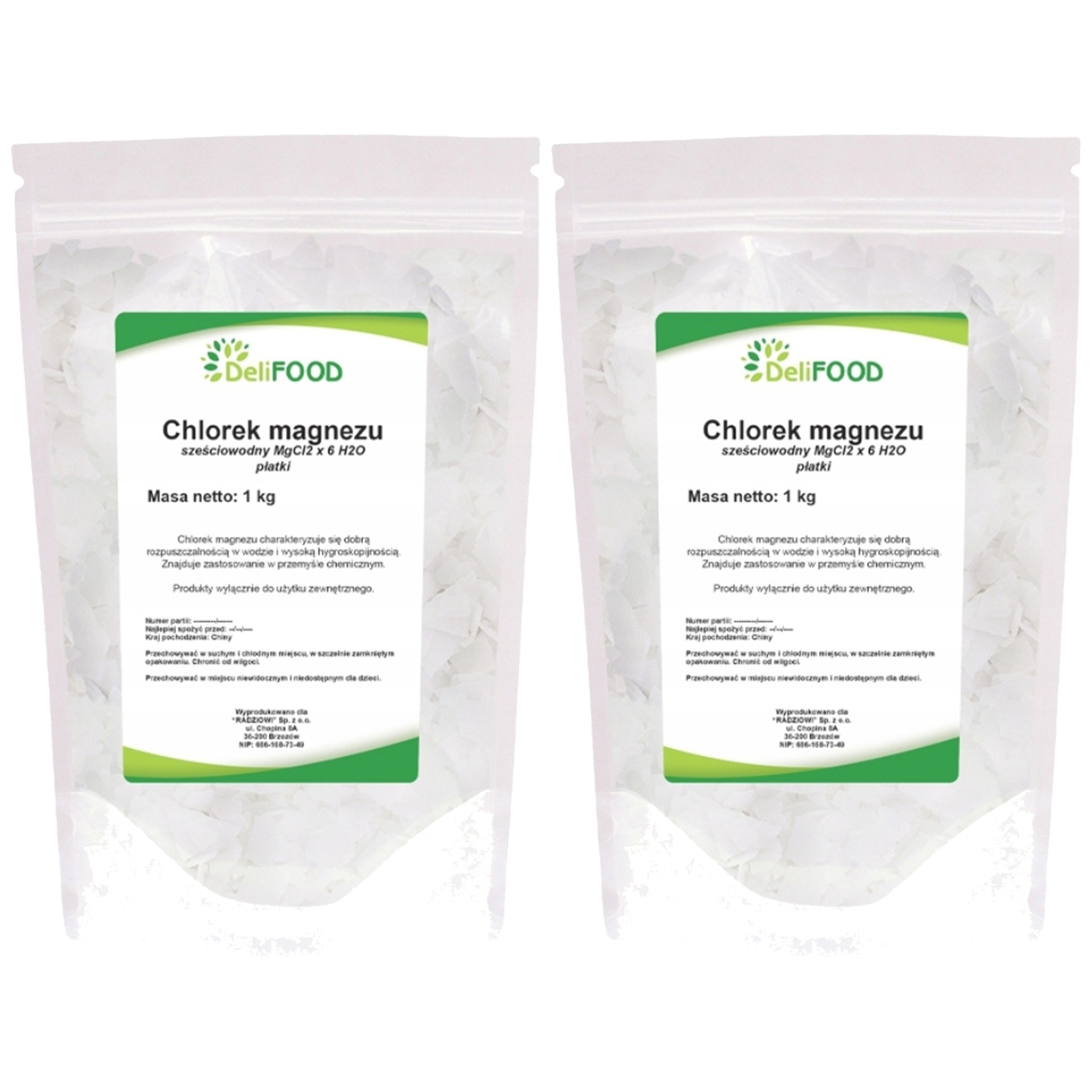 DELIFOOD Chlorek Magnezu Sześciowodny - 2x 1000g