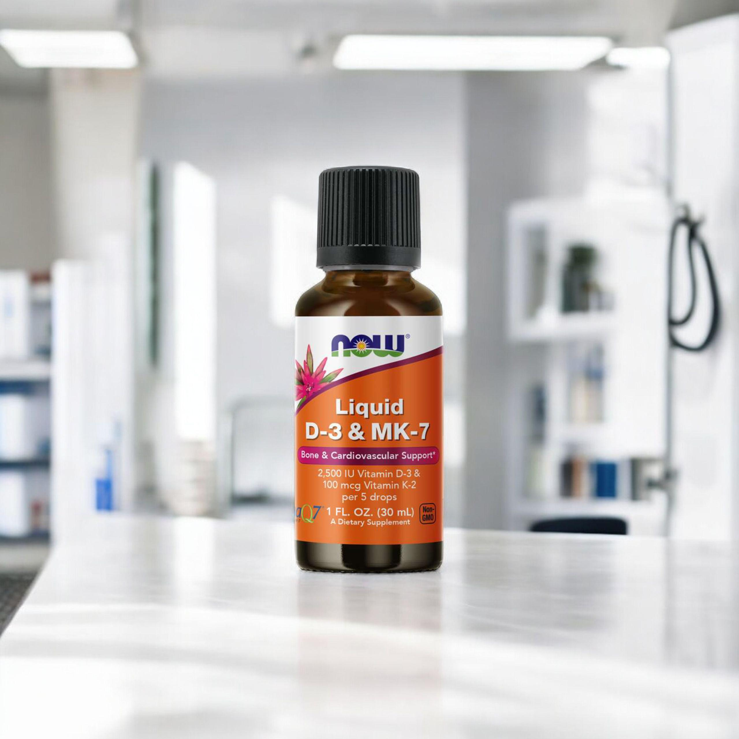NOW Liquid D-3 & MK-7 - 30ml - Witamina D3 & MK7 w kroplach