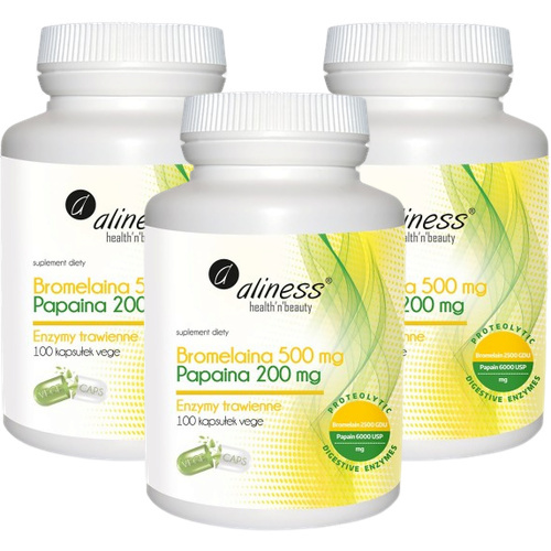 ALINESS - Bromelaina 500mg Papaina 200mg - 3x 100vcaps.