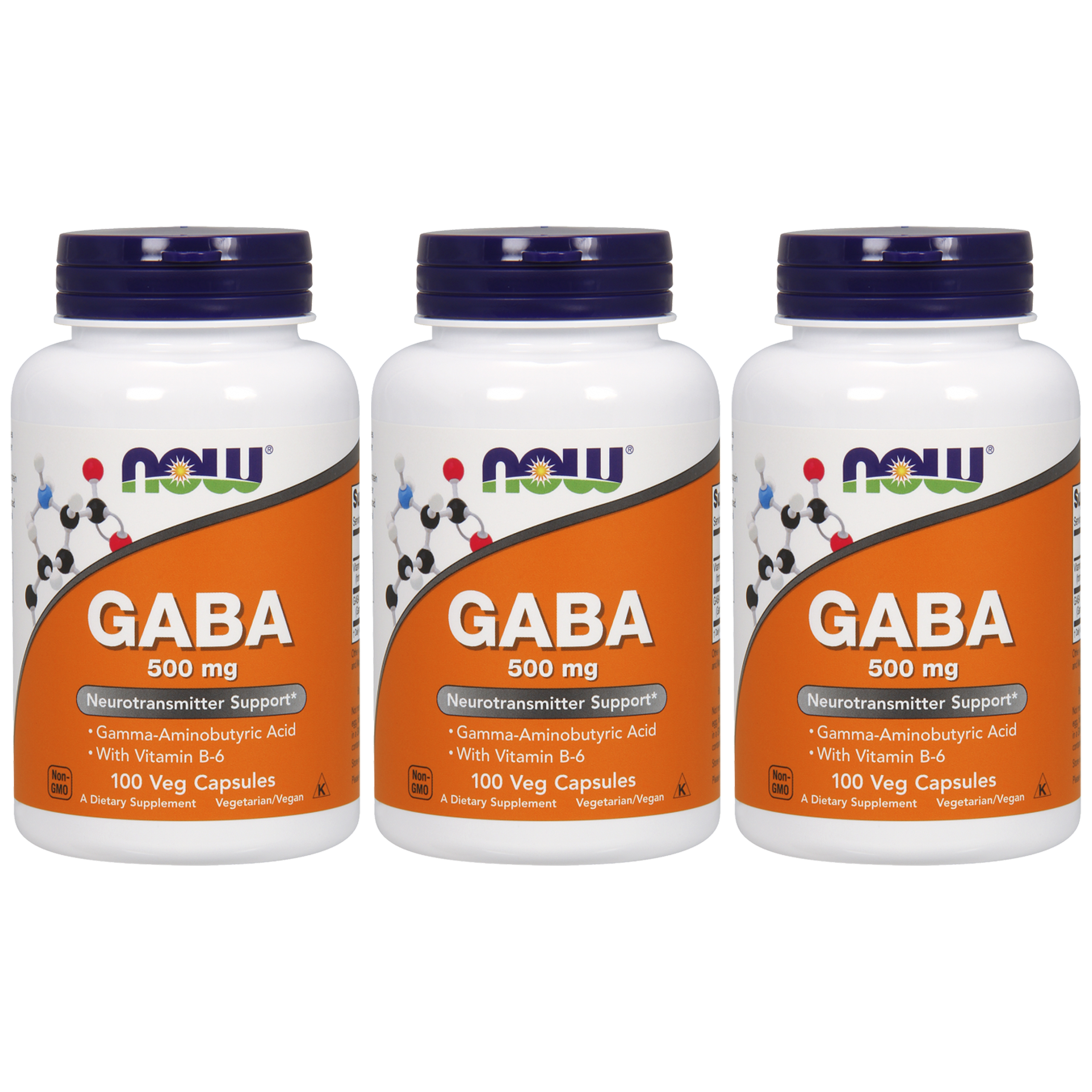 NOW GABA 500mg - 3x 100veg caps
