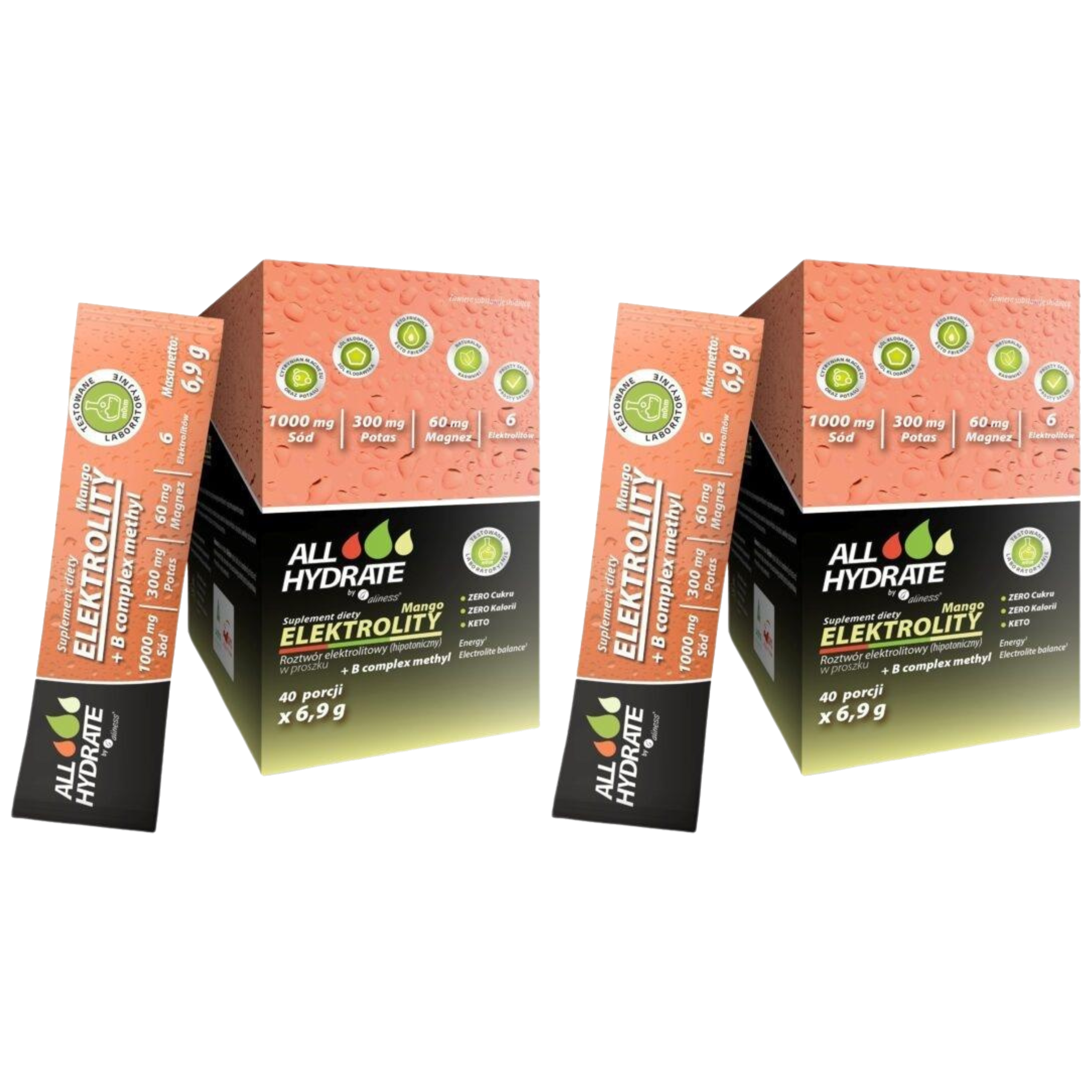 ALINESS - ALL Hydrate Elektolity+ B Complex - 40 sasz. - 2x Mango