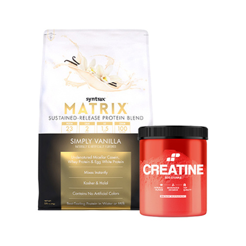 Białko Syntrax Matrix 5.0 Waniliowe 2270g (75 porcji) + Kreatyna MP Nutrition Monohydrate 500g (100 porcji)