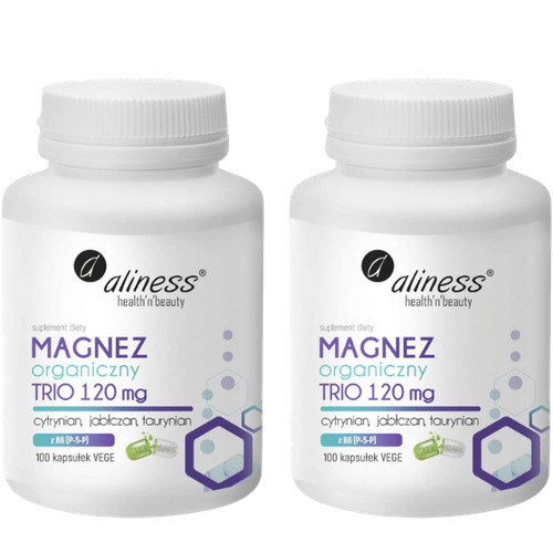 ALINESS - Magnez Organiczny TRIO 120mg - 2x 100vcaps.