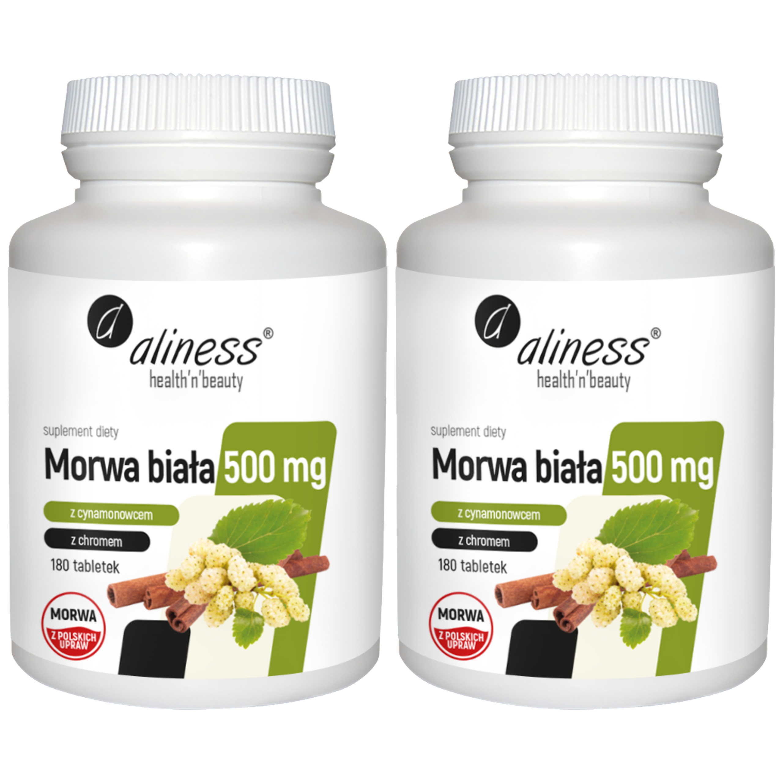 ALINESS - Morwa Biała 500mg z cynamonowcem i chromem - 2x 180tabs.