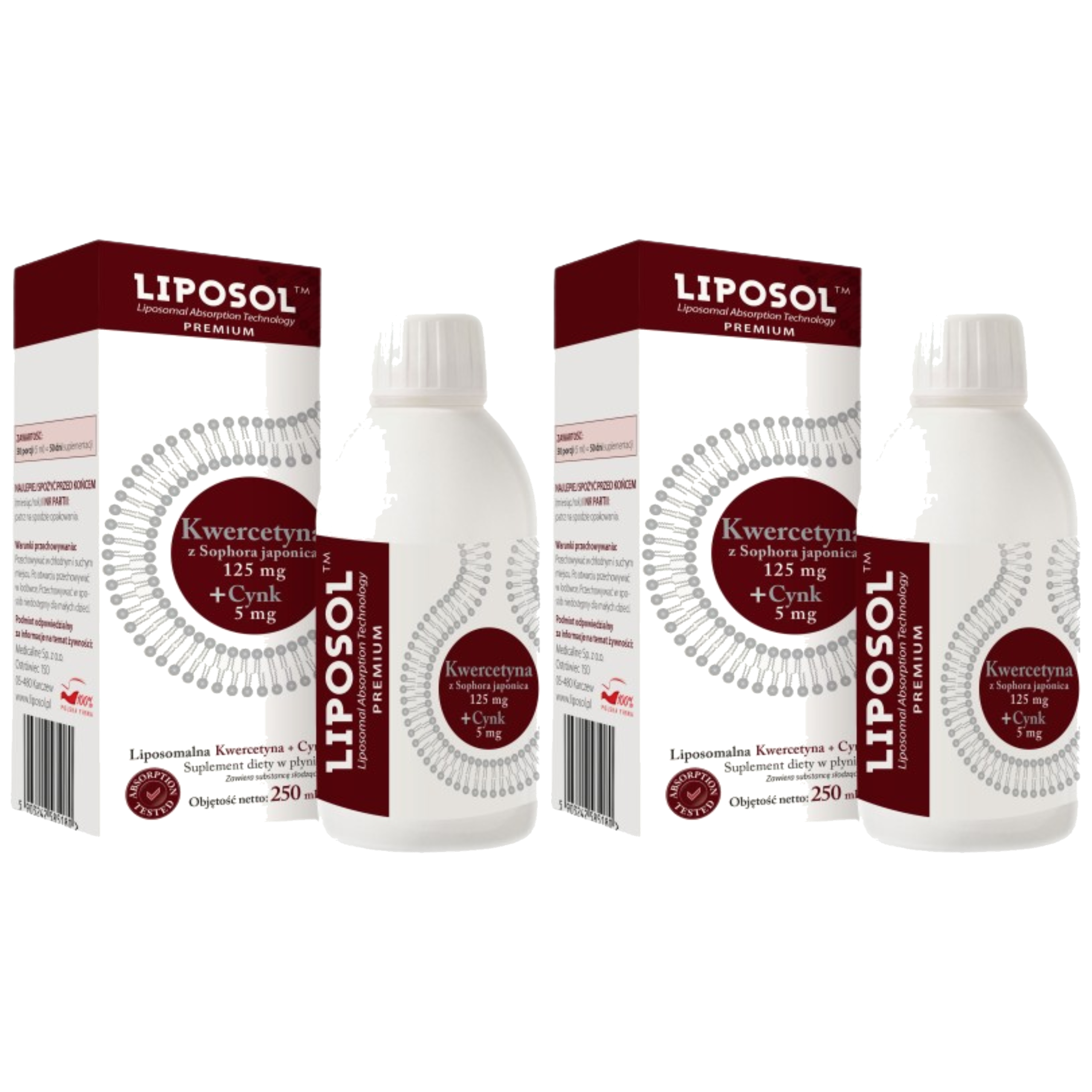 ALINESS - Liposol Liposomalna Kwercetyna 125mg + Cynk 5mg - 2x 250ml