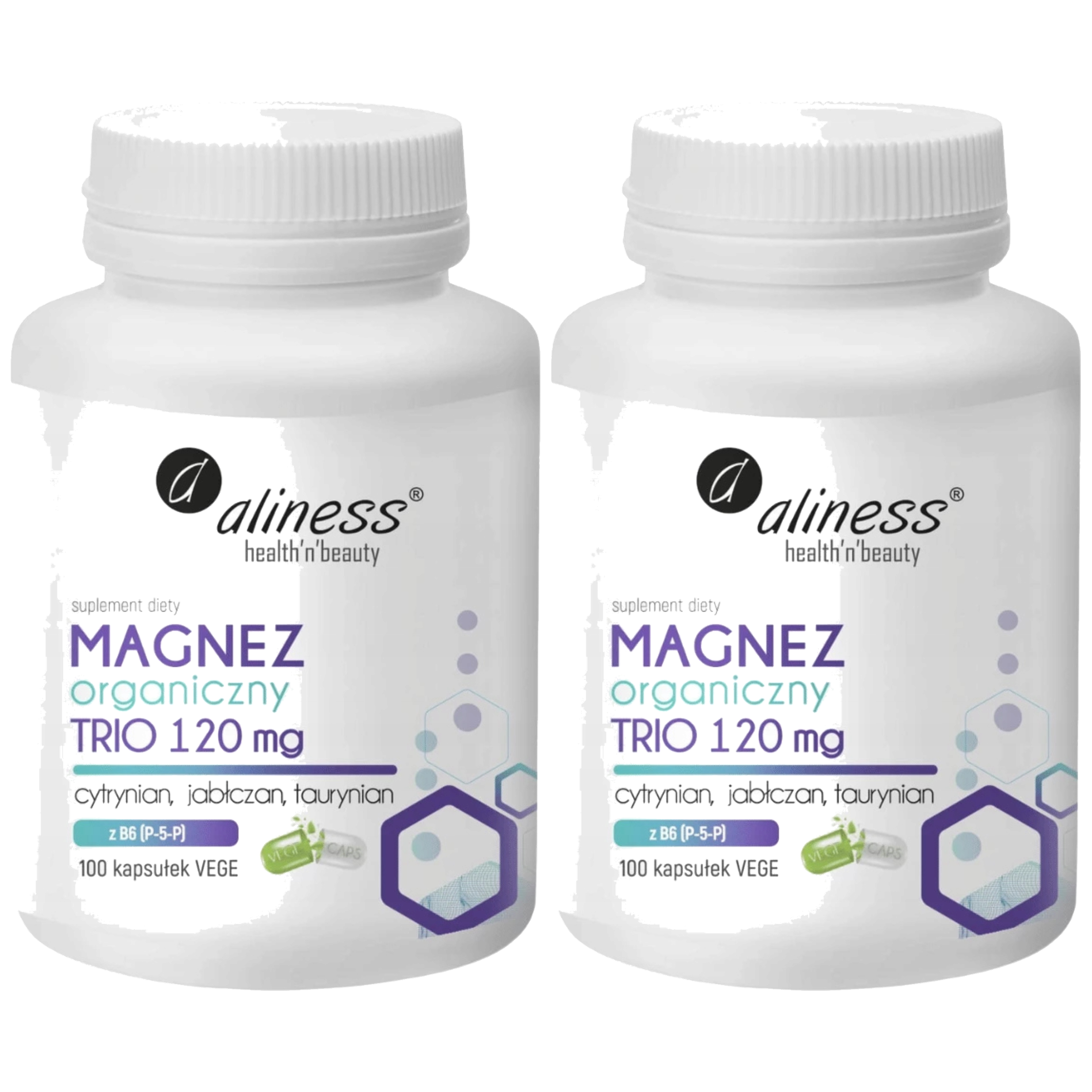 ALINESS - Magnez Organiczny TRIO 120mg - 2x 100vcaps.