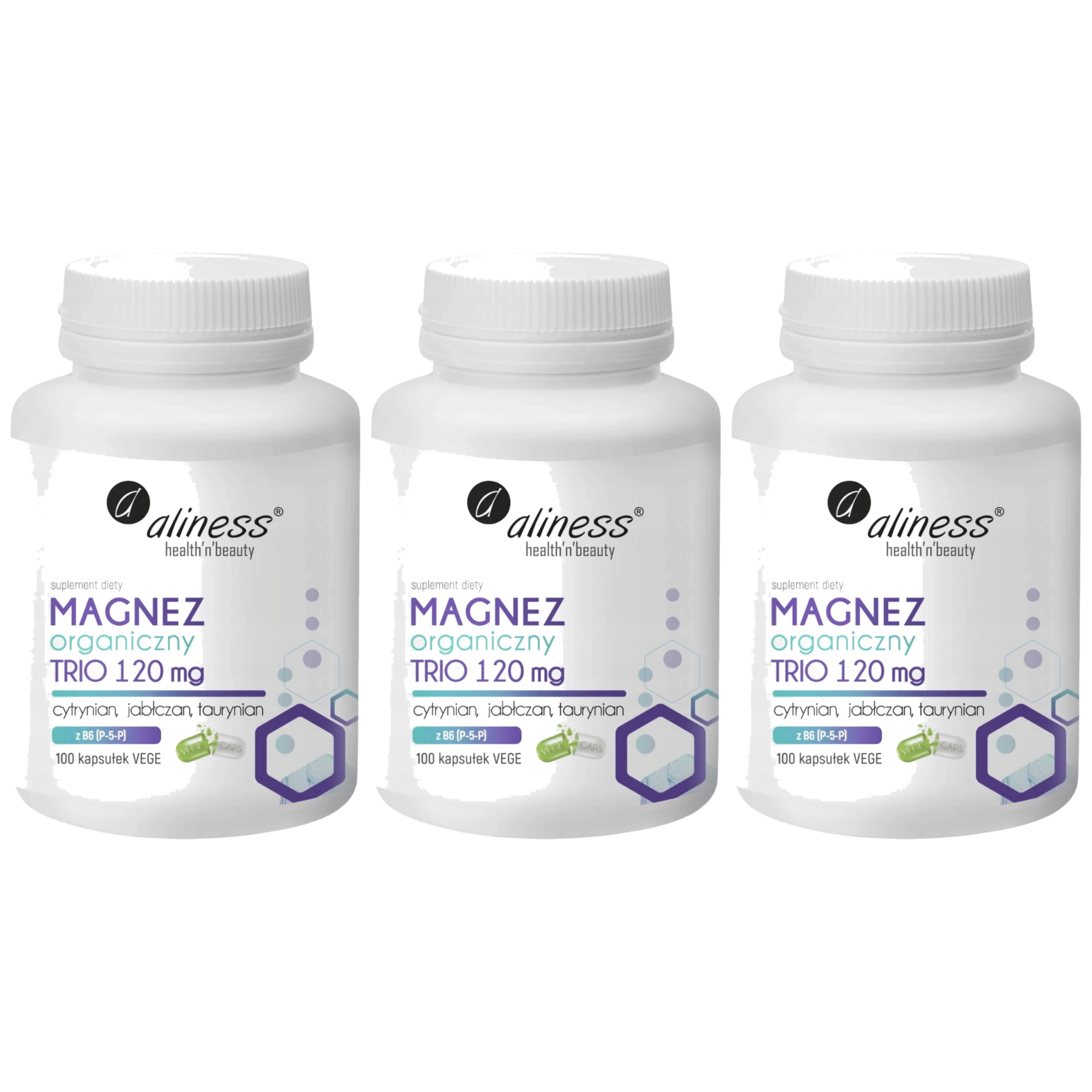 ALINESS - Magnez Organiczny TRIO 120mg - 3x 100vcaps.