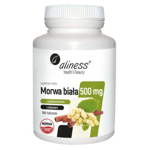ALINESS - Morwa Biała 500mg z cynamonowcem i chromem - 180tabs.