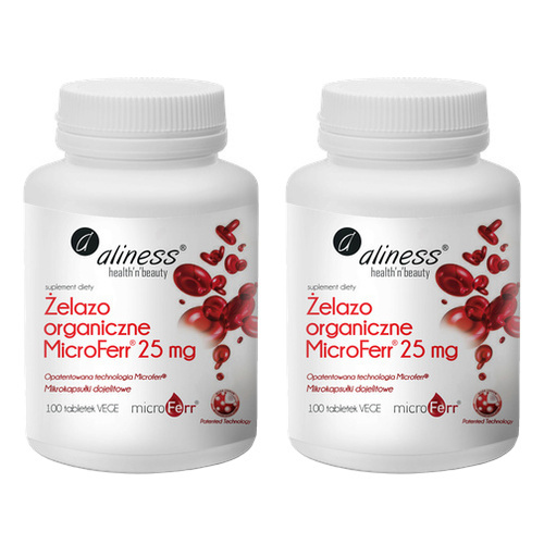 ALINESS - Żelazo Organiczne Microferr 25mg - 2x 100tabs.