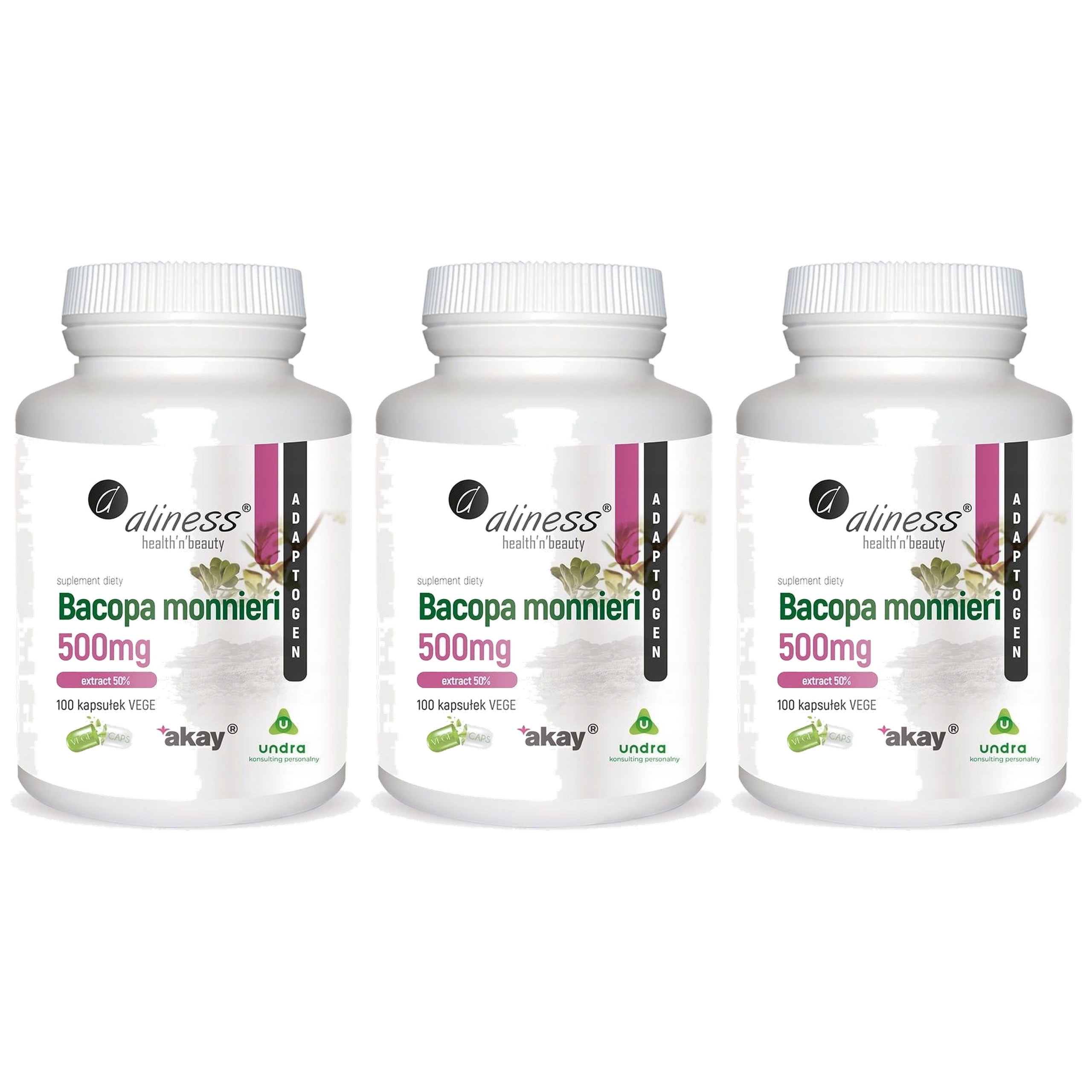 ALINESS - Bacopa Monnieri Extract 500mg - 3x 100vcaps.
