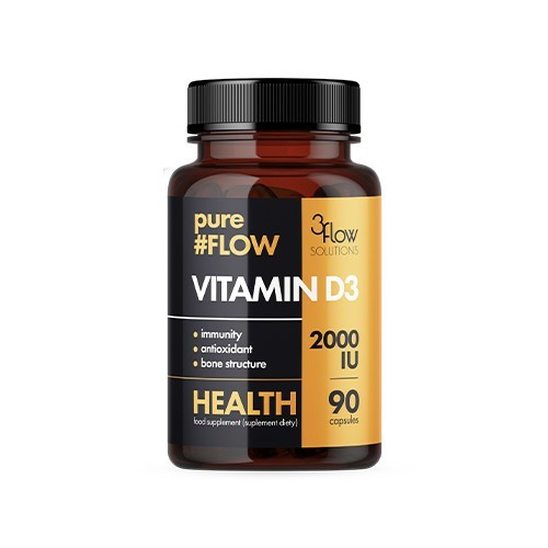 3FLOW SOLUTIONS Vitamin D3 2000IU 50mcg PureFlow - 90caps. - Witamina D3 WYPRZEDAŻ