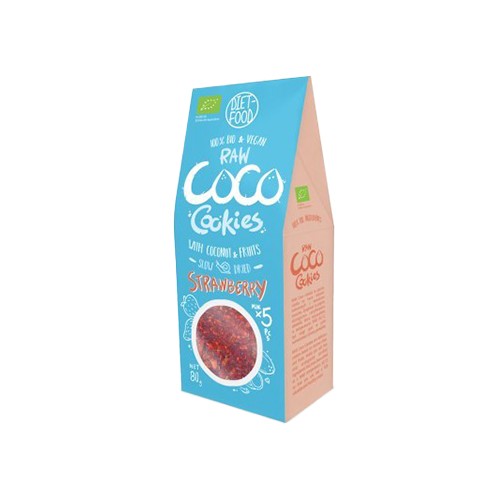 DIET FOOD Bio Ciasteczka Kokosowe - 100g - Strawberry