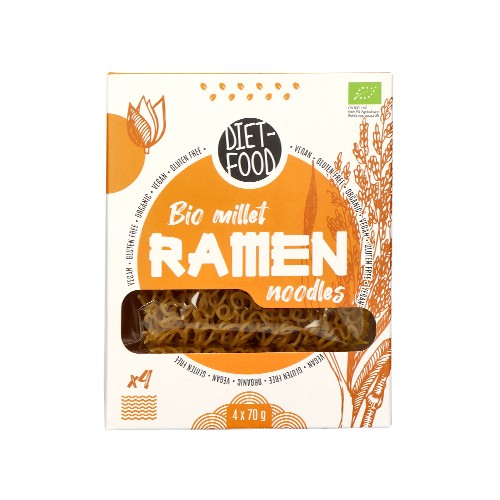 DIET FOOD Bio Millet Makaron Ramen Noodles - 4x70g