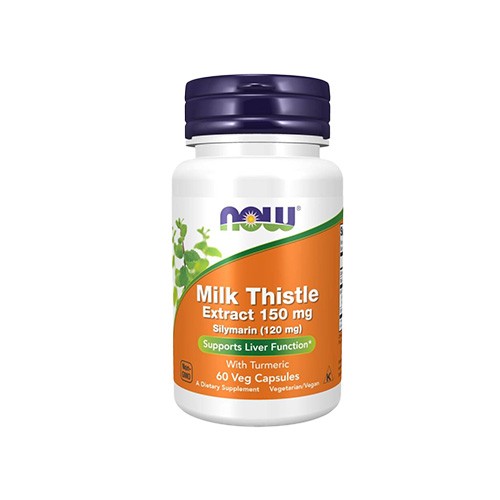 NOW Milk Thistle Extract 150mg Silymarin (120mg) with Turmeric - 60vcaps.