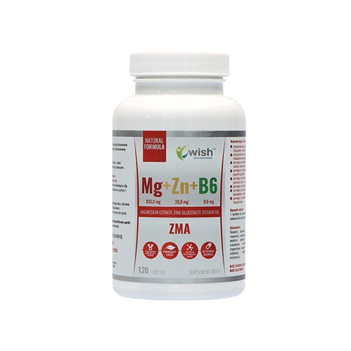 WISH Pharmaceutical Mg+Zn+Vit B6 (ZMA) - 120tabs