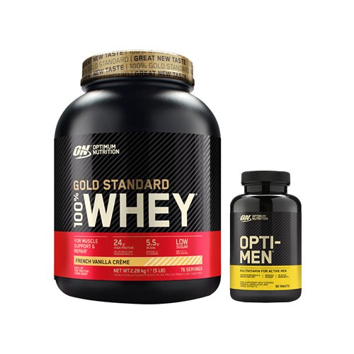 Zestaw OPTIMUM NUTRITION Whey Gold Standard - 2270g* + Opti Men - 90tabs