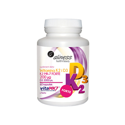 ALINESS - Witamina K2MK7 FORTE 200mcg + D3 50mcg - 60caps.