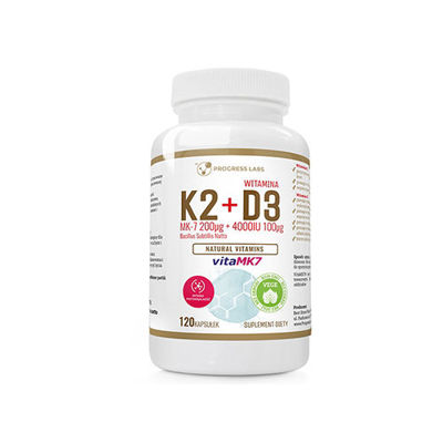 PROGRESS LABS Vitamin K2 VitaMk-7 200mcg + D3 4000IU - 120caps