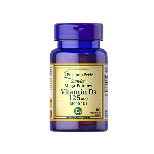 Puritan's Pride Vitamin D3 125µg (5000 IU) - 100softgels.
