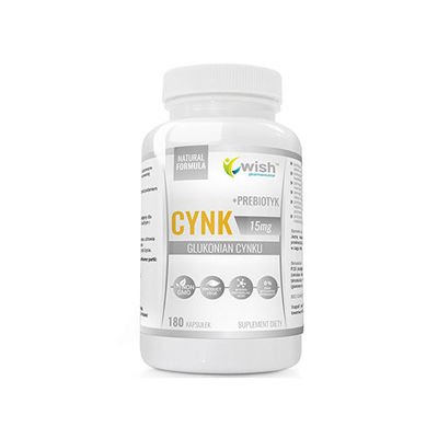 WISH Pharmaceutical Cynk Glukonian Cynku 15mg + Prebiotyk - 180caps