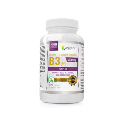 WISH Pharmaceutical Niacin Vitamin B3 (PP) 500mg - 120caps.