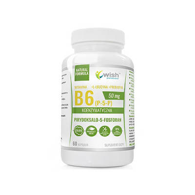 WISH Pharmaceutical Vitamin B6 (P-5-P) 50mg + L-Leucyna + Prebiotyk - 60caps