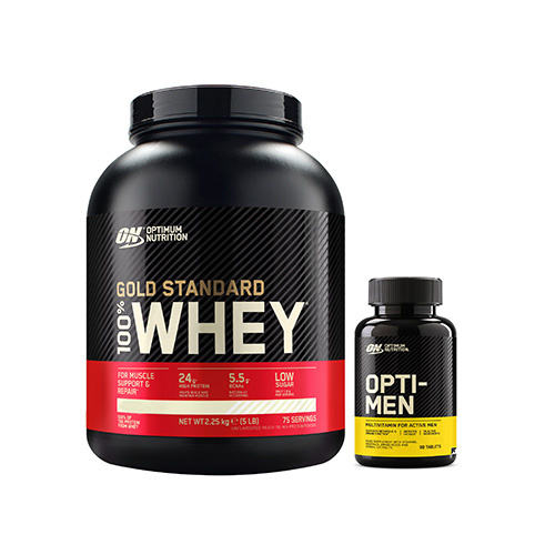 Zestaw OPTIMUM NUTRITION Whey Gold Standard - 2270g* + Opti Men - 90tabs
