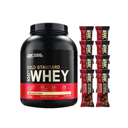 Zestaw OPTIMUM NUTRITION Whey Gold Standard - 2280g* + Protein Whipped Bar - 8x 60g - Choco Caramel