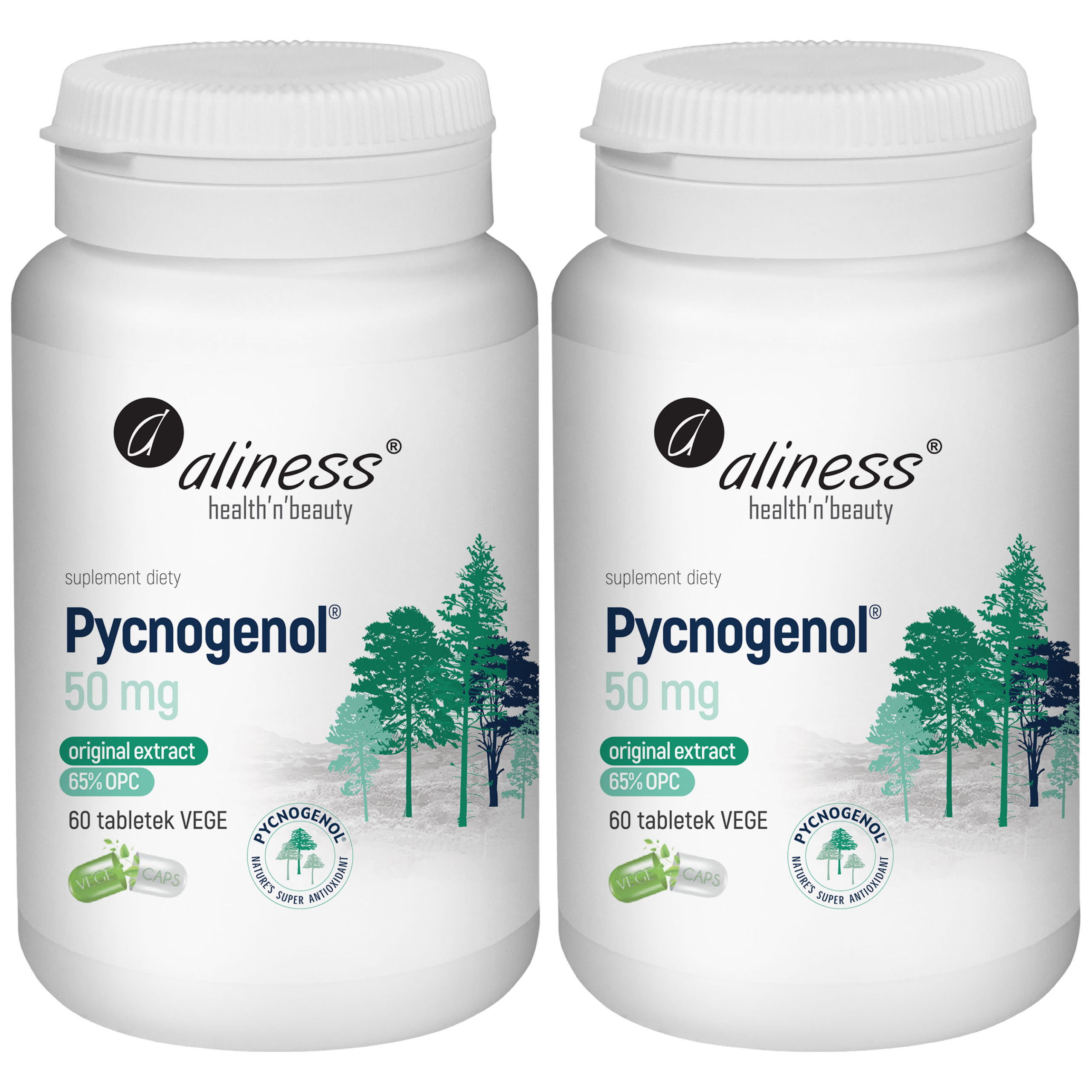 ALINESS - Pycnogenol Extract 65% 50mg - 60vcaps. x2