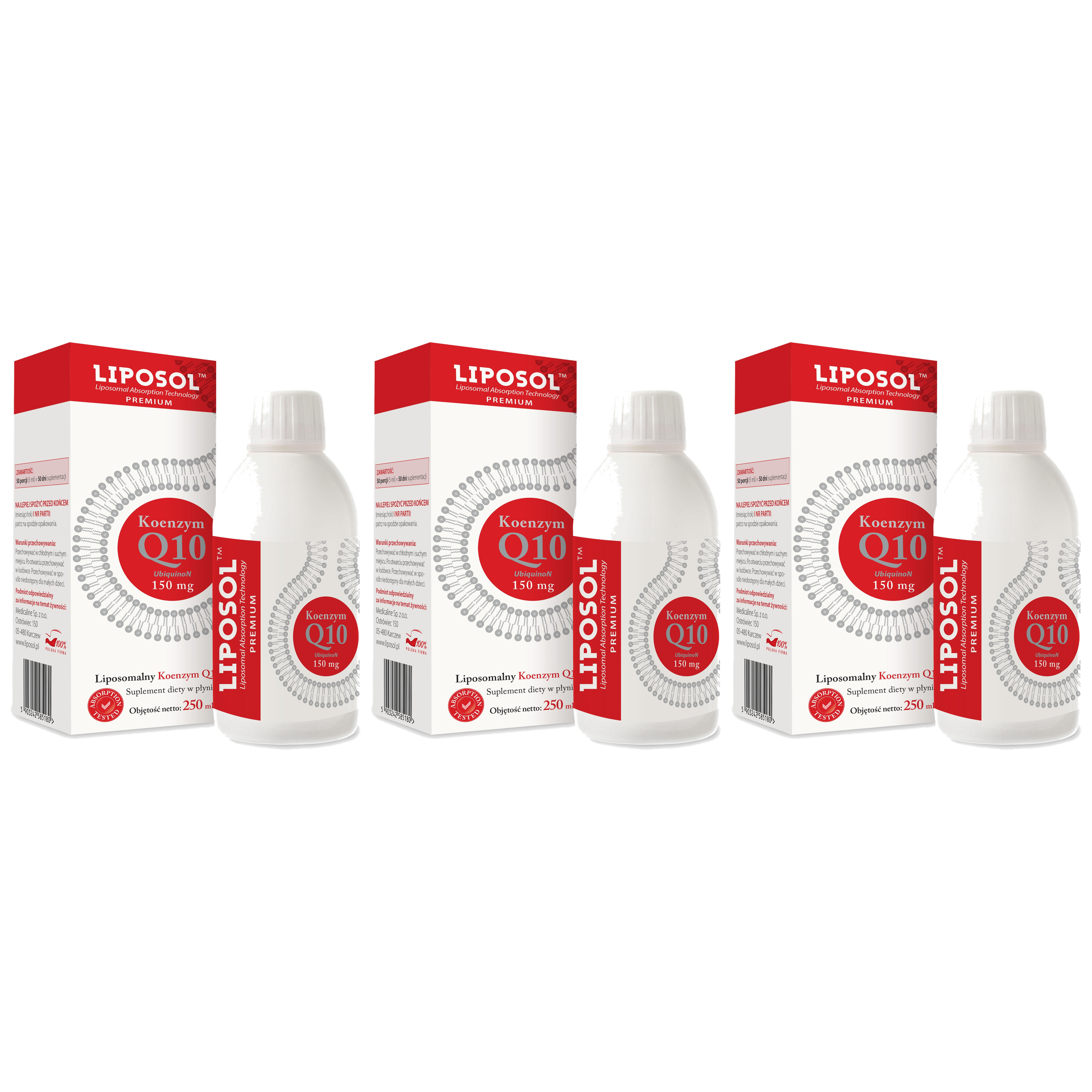 ALINESS - Liposol Koenzym Q10 Ubiquinon 150mg - 3x 250ml