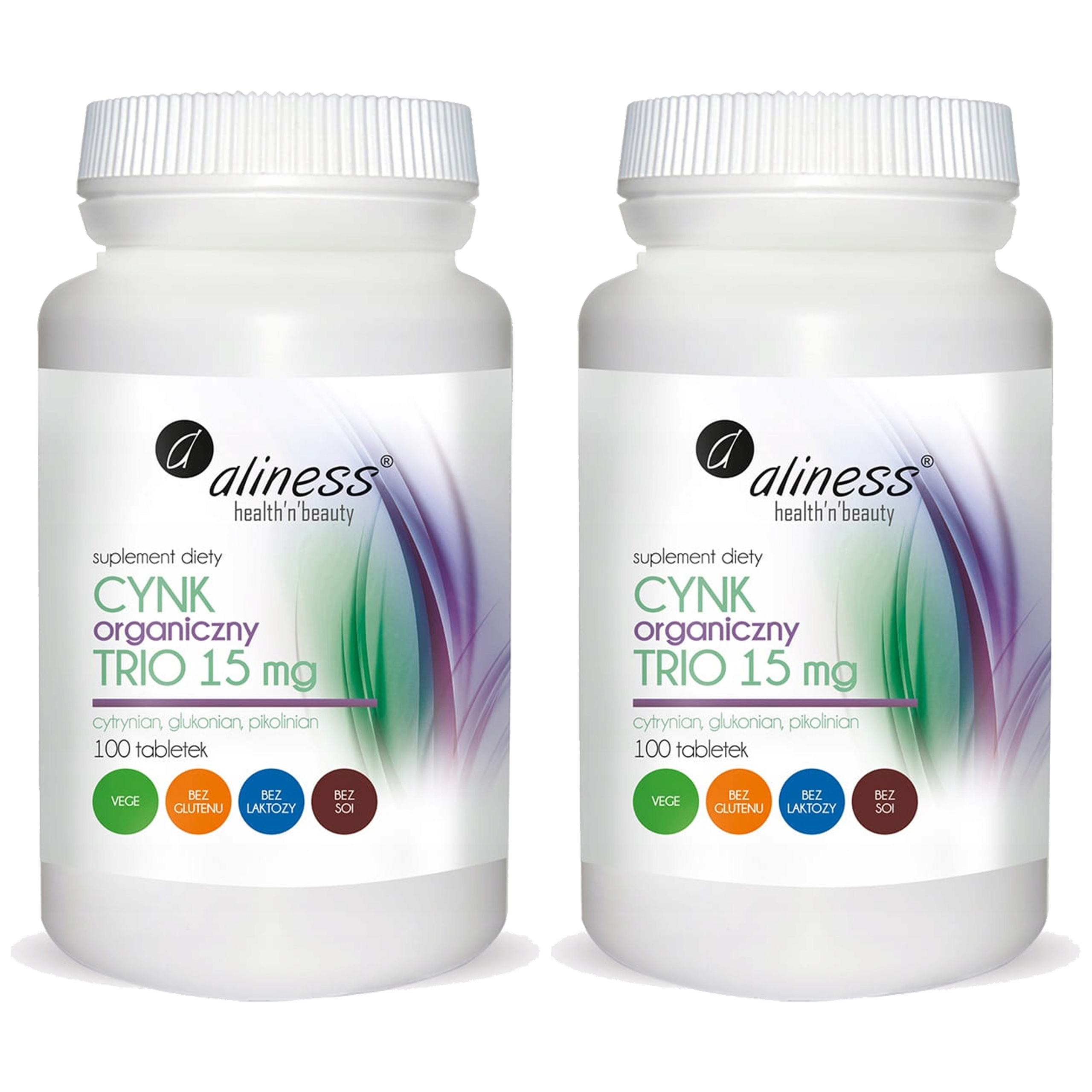 ALINESS Cynk Organiczny TRIO 15mg - 2x 100tabs