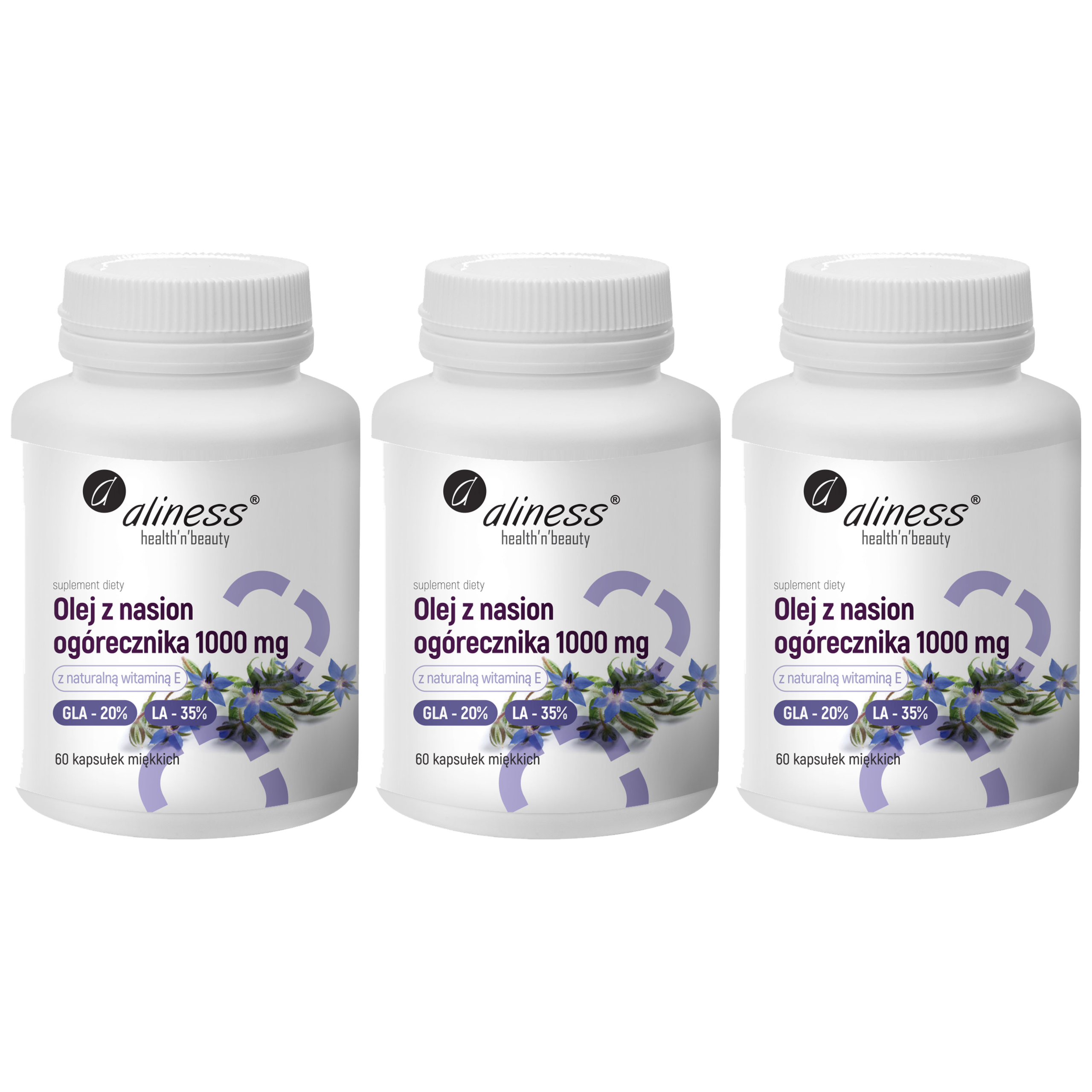 ALINESS - Olej z Nasion Ogórecznika 20%/35% 1000mg - 60caps. x3