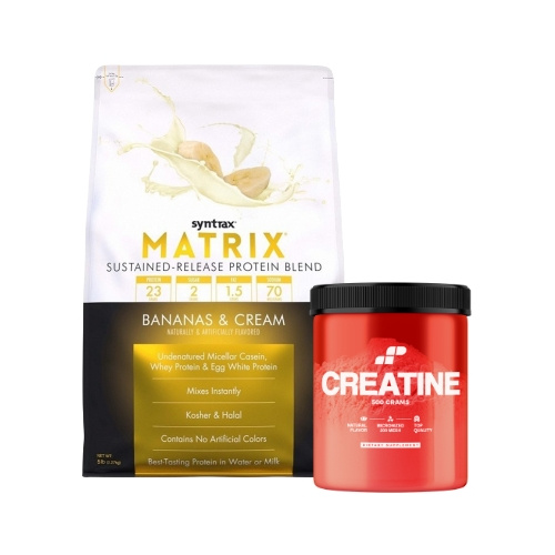 Białko Syntrax Matrix 5.0 Banana 2270g (75 porcji) + Kreatyna MP Nutrition Monohydrate 500g (100 porcji)