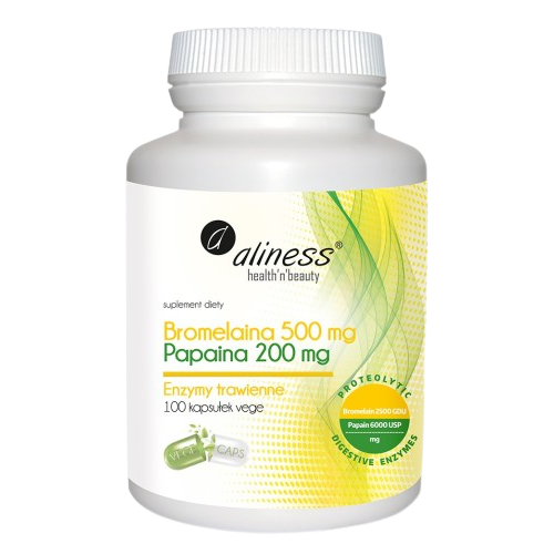 ALINESS - Bromelaina 500mg Papaina 200mg - 100vcaps.