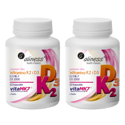 ALINESS - Witamina K2 MK-7 100mcg + D3 50mcg - 2x 60caps.