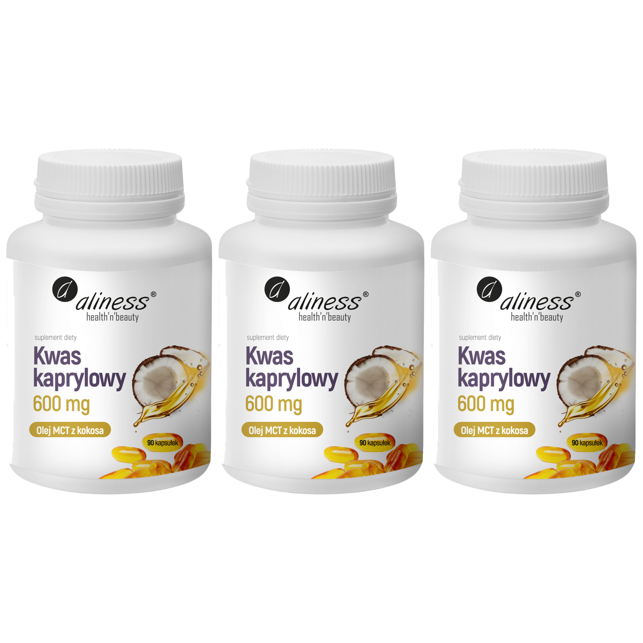 ALINESS - Kwas Kaprylowy 600mg (60% C8) - 90caps. x3