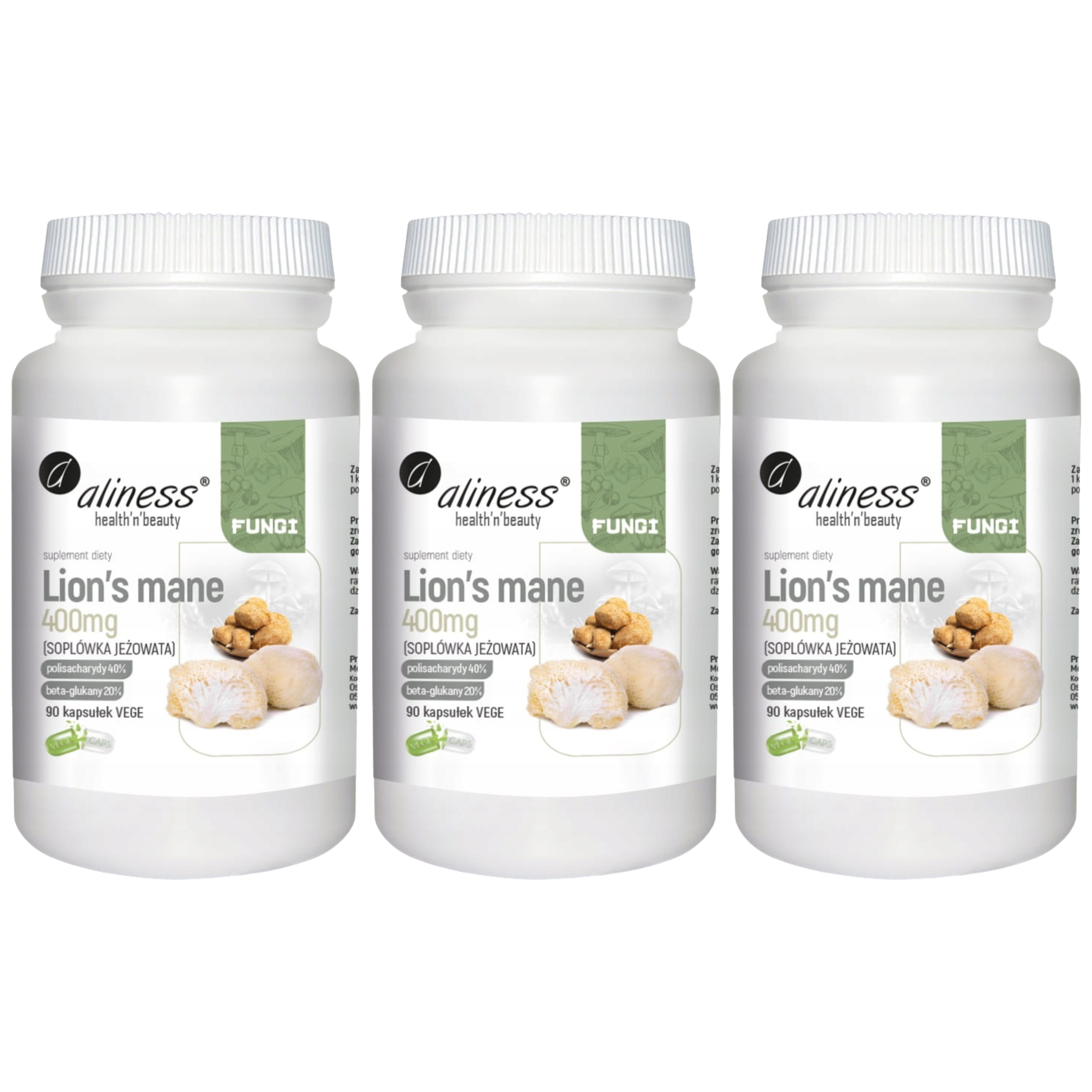 ALINESS - Lion's Mane 400mg - 3x 90vcaps.