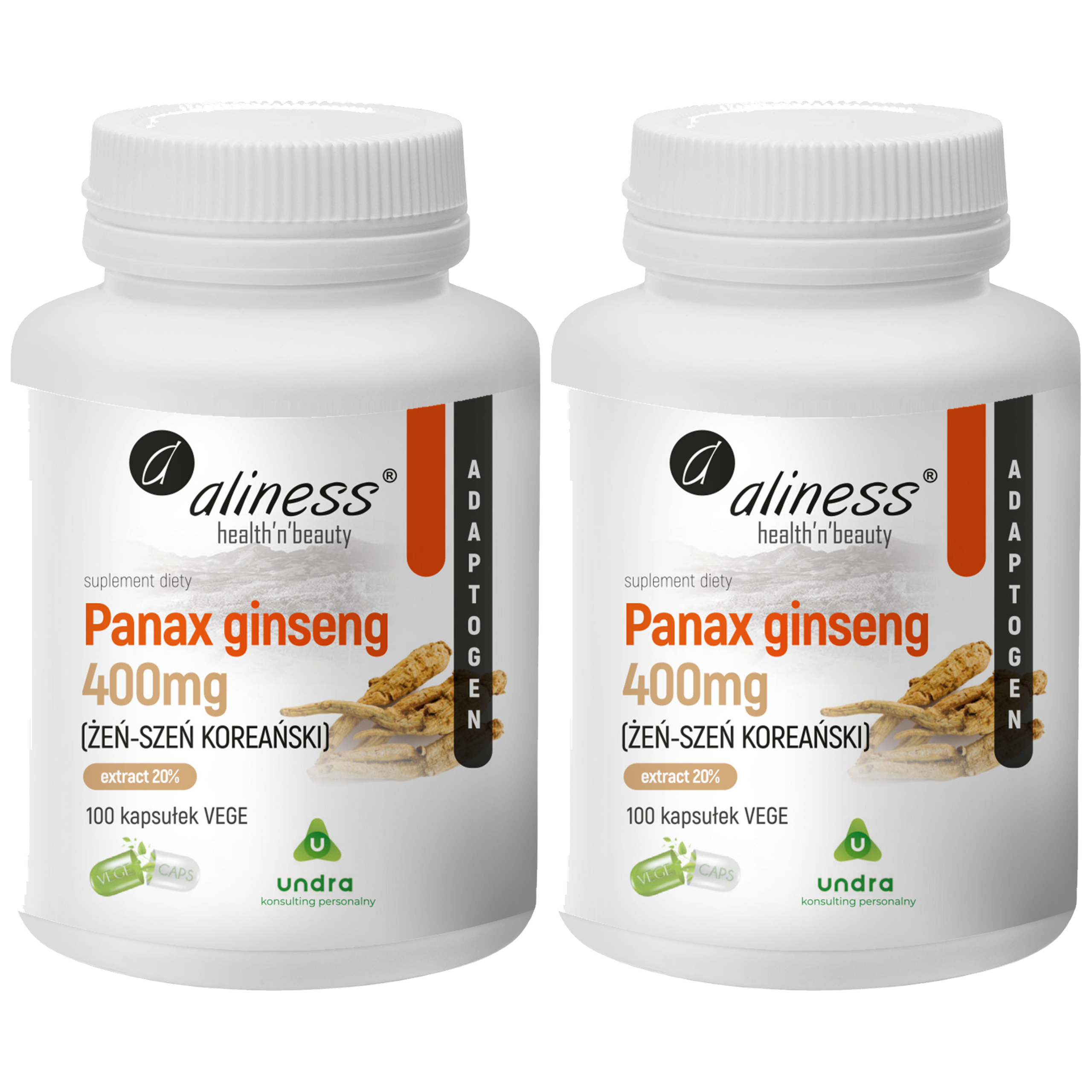 ALINESS - Panax Ginseng 400mg (Żeń Szeń Koreański) - 100vcaps x2
