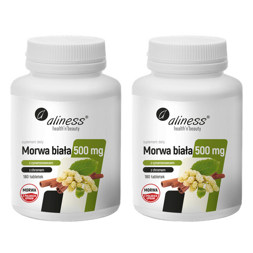ALINESS - Morwa Biała 500mg z cynamonowcem i chromem - 2x 180tabs.
