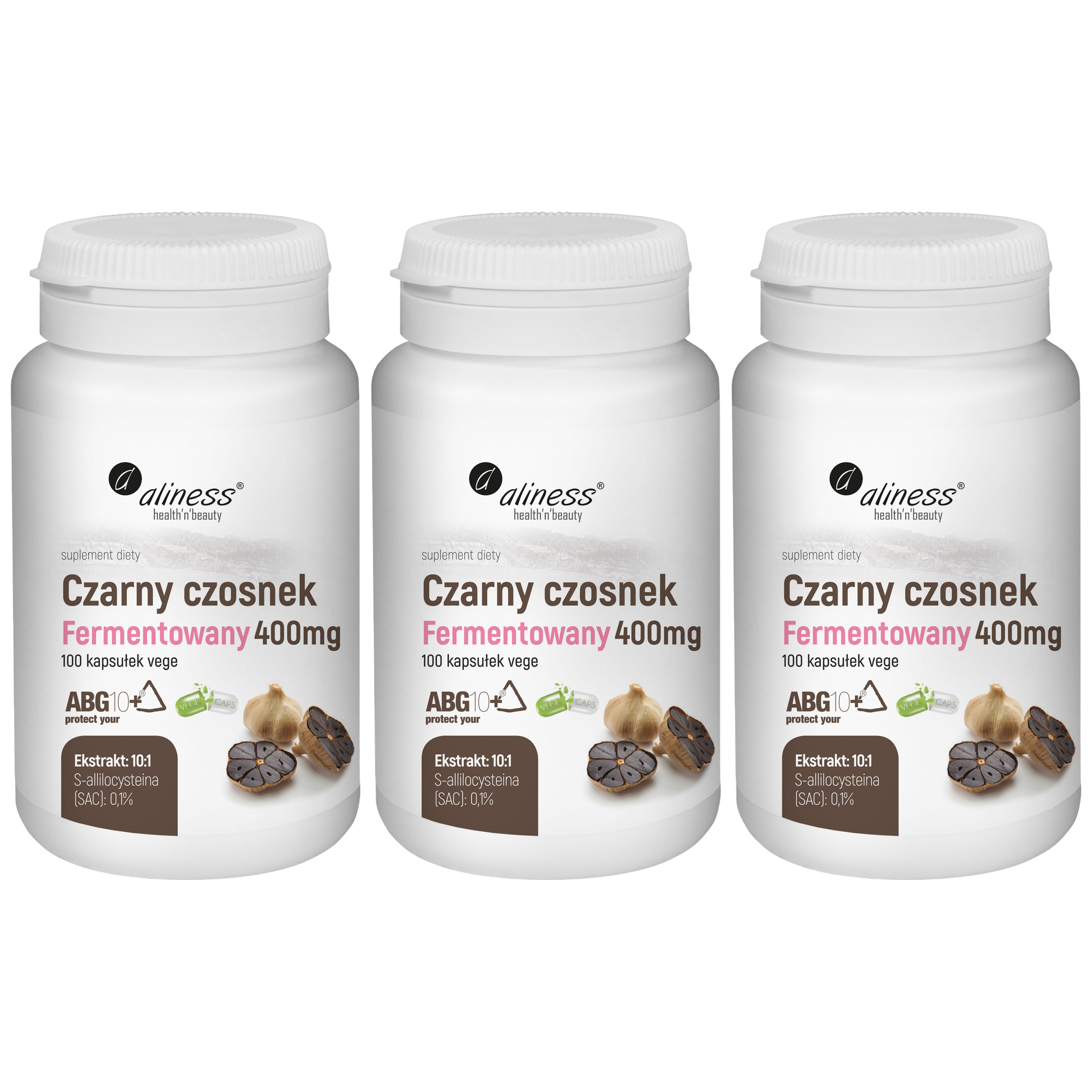ALINESS - Czarny Czosnek Fermentowany 400mg - 100vcaps. x3