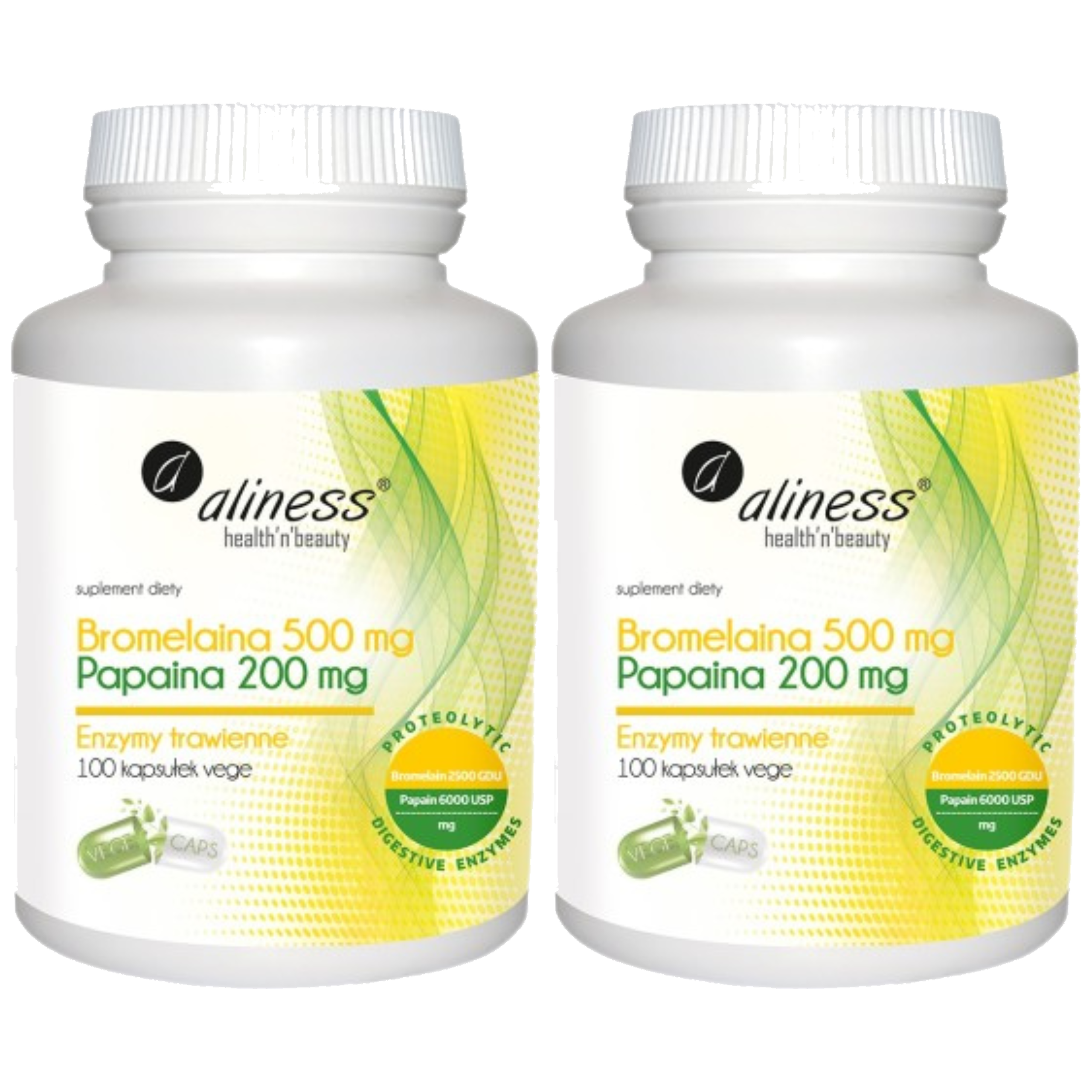 ALINESS - Bromelaina 500mg Papaina 200mg - 2x 100vcaps.