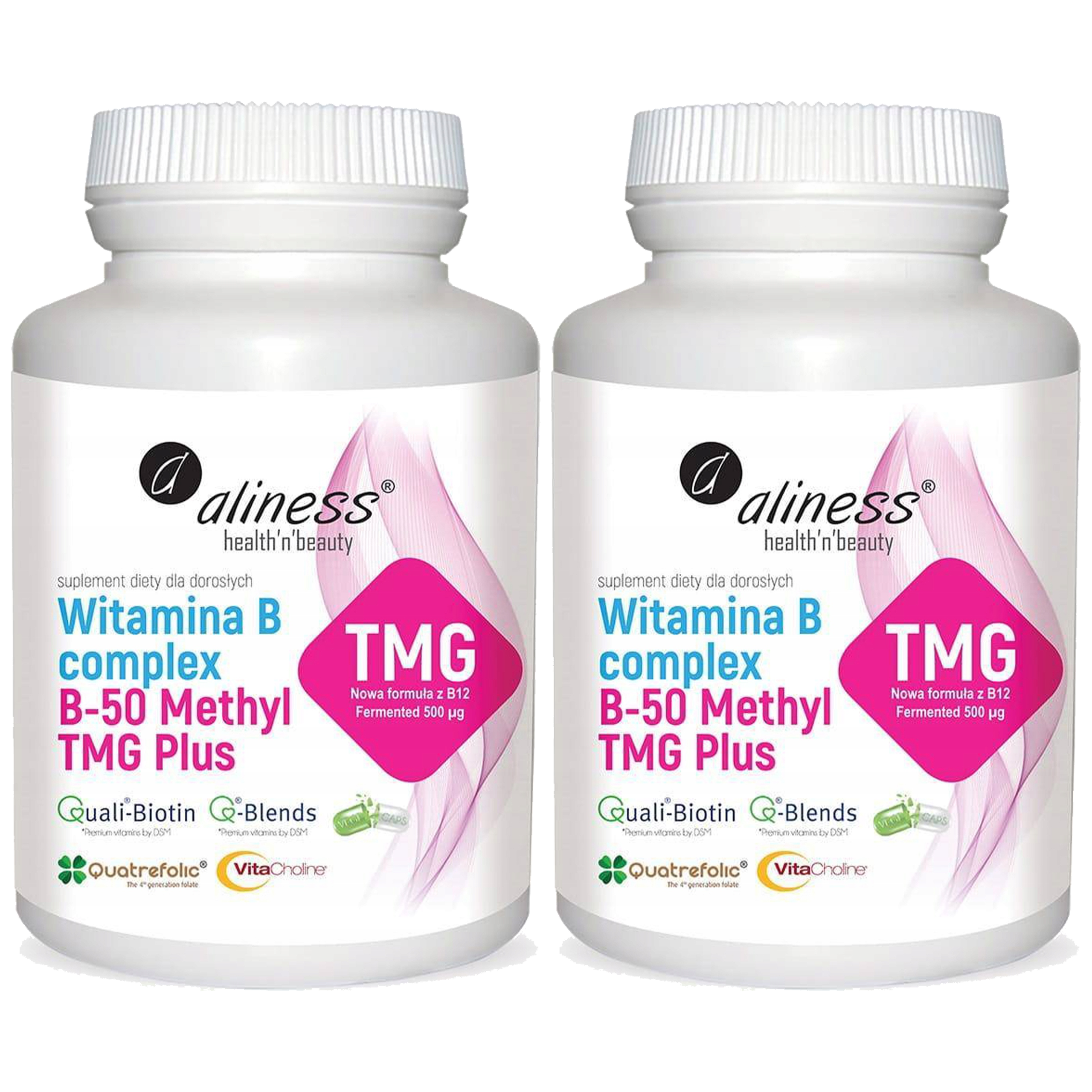ALINESS Witamina B Complex B-50 Methyl TMG PLUS 2x 100caps