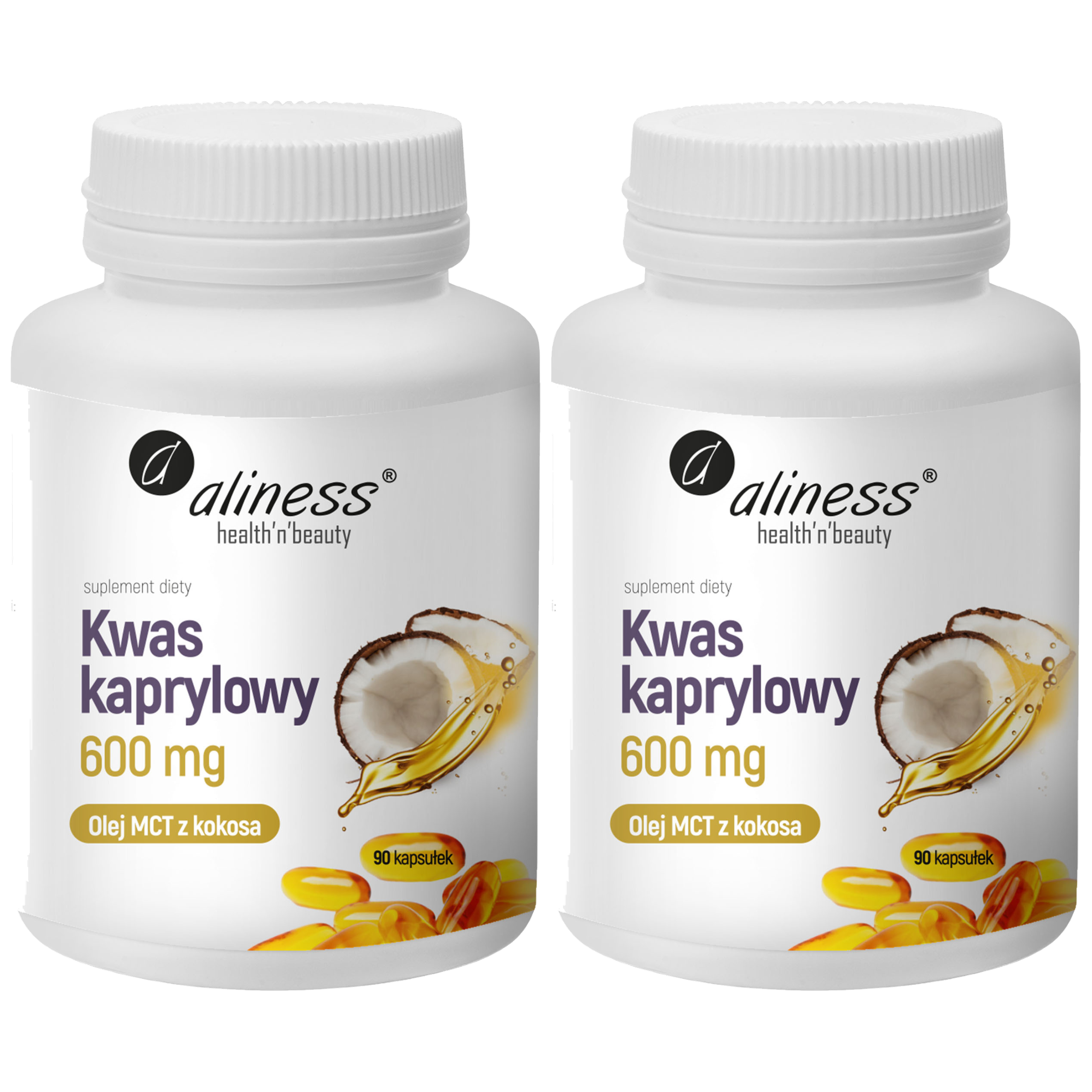 ALINESS - Kwas Kaprylowy 600mg (60% C8) - 90caps. x2