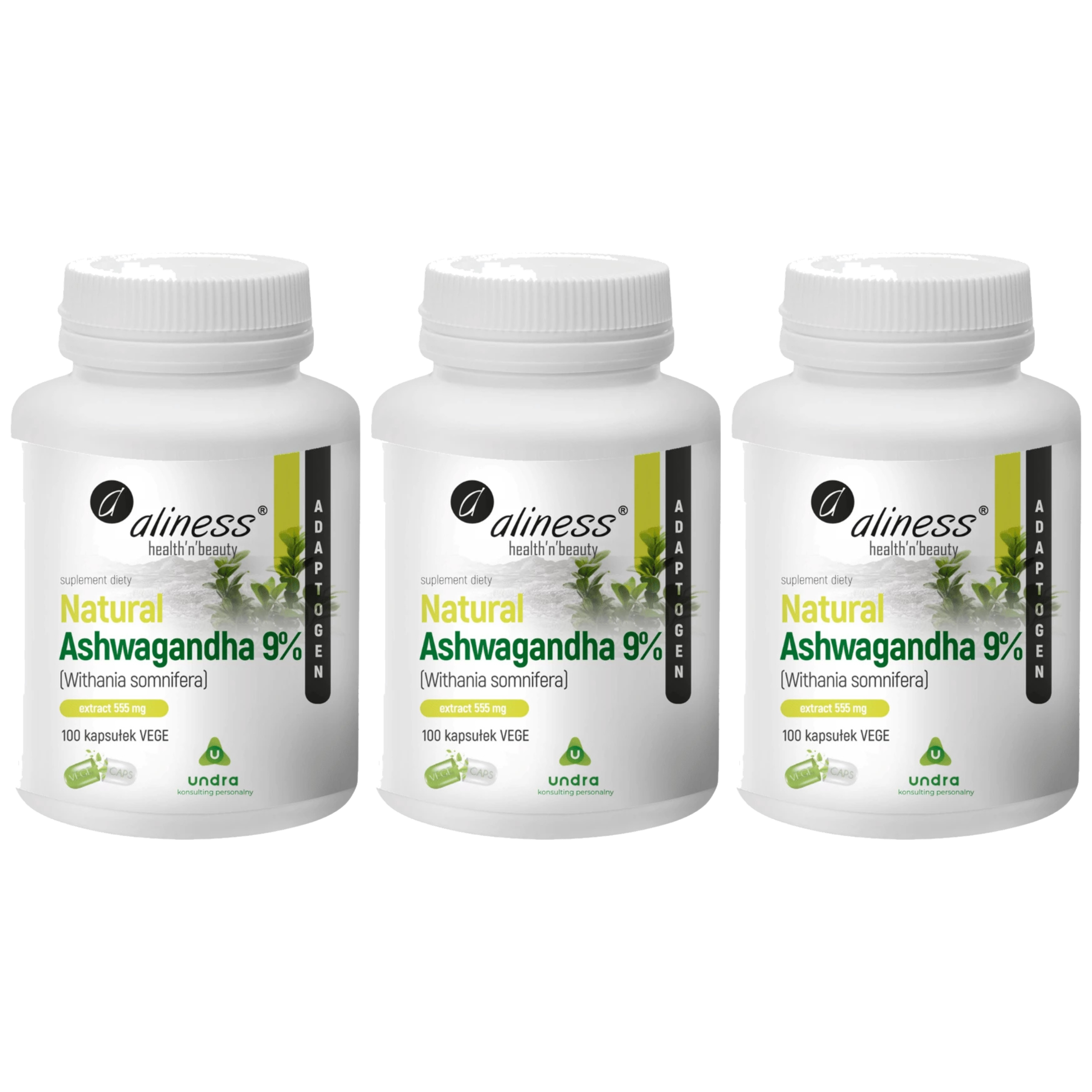 ALINESS - Ashwagandha 555mg - 100vcaps. x3