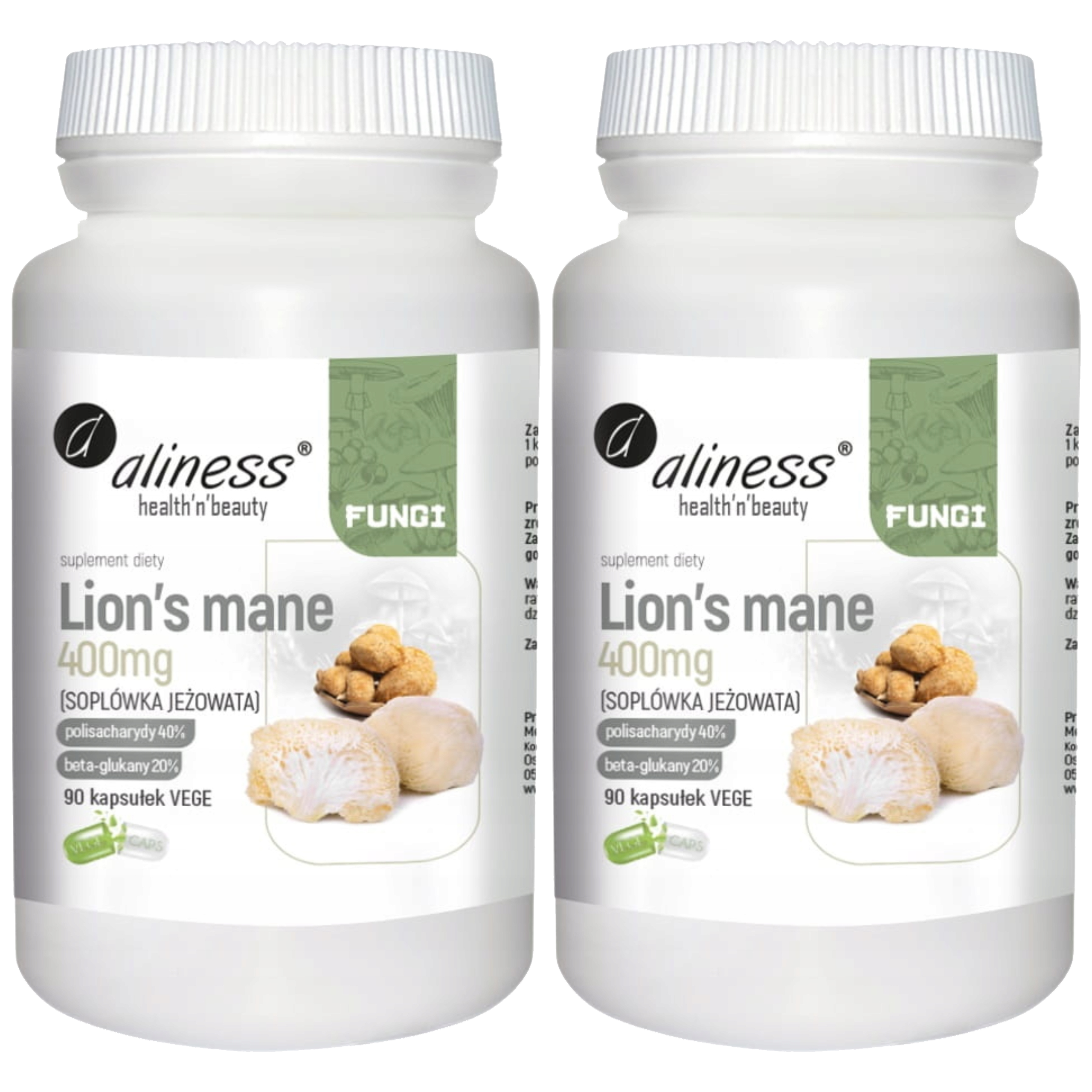 ALINESS - Lion's Mane 400mg - 2x 90vcaps.