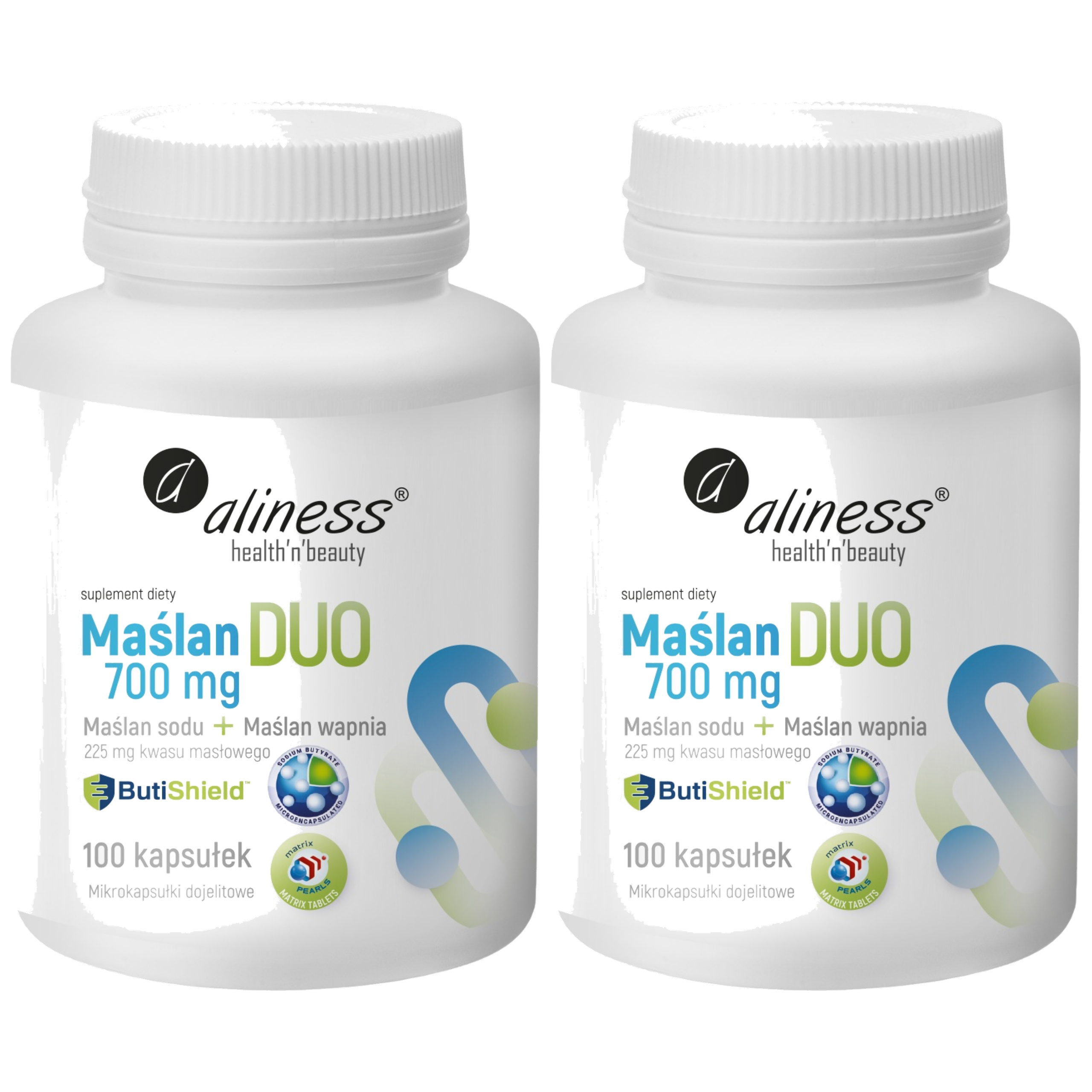 ALINESS - Maślan Duo 700mg (Wapnia+Sodu) - 100caps. x2