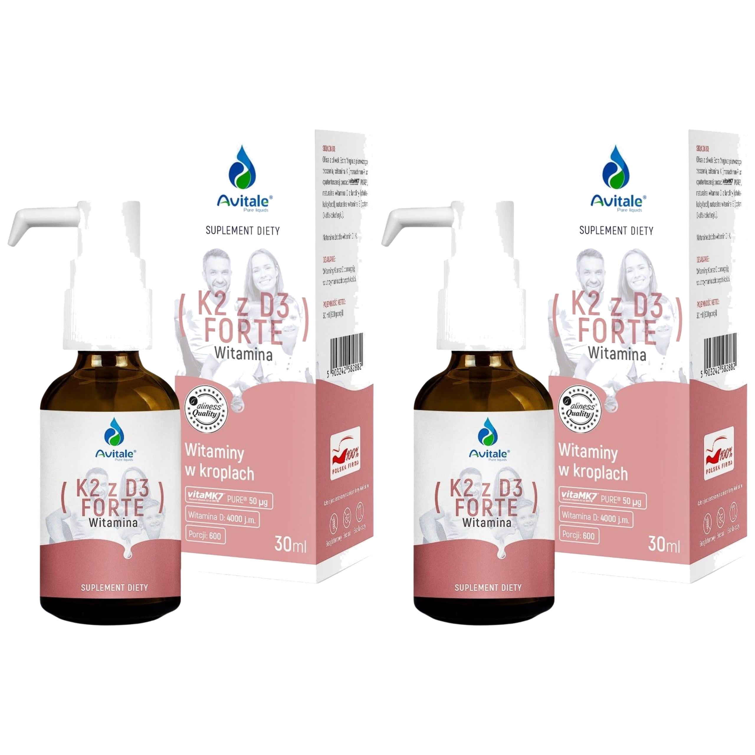 ALINESS - Avitale Witamina K2 MK7 + D3 Forte - 2x 30ml